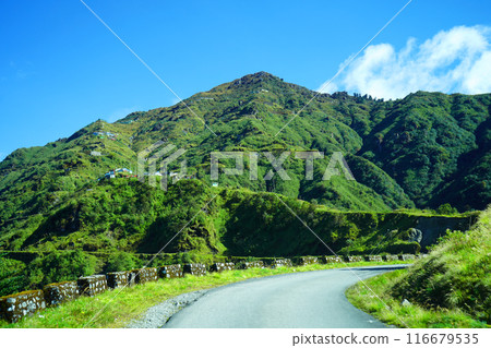 Green Mountain Range with Road of Silk Route Sikkim 116679535