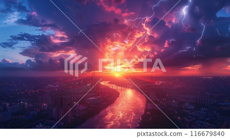 thunderstorm in the city 116679840