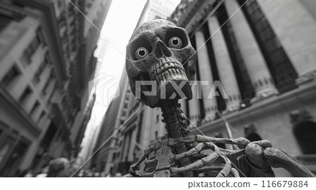 the skeleton in the city lives the life of people 116679884