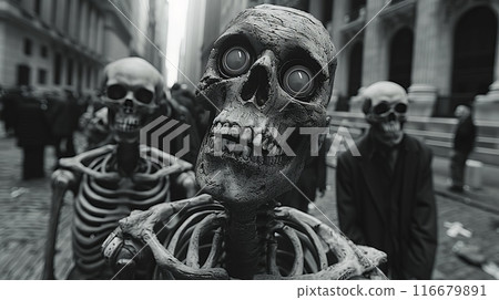 the skeleton in the city lives the life of people 116679891