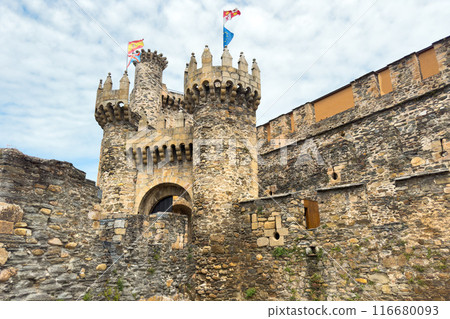 Castle of the Knights Templar in Ponferrada, Spain, a 12th Century medieval fortress in the Way of 116680093