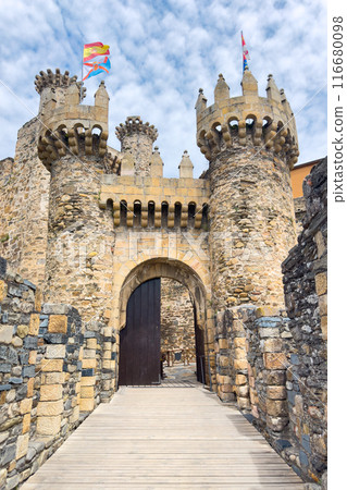 Castle of the Knights Templar in Ponferrada, Spain, a 12th Century medieval fortress in the Way of Castle of the Knights Templar in Ponferrada, Spain, a 12th Century medieval fortress in the Way of 116680098
