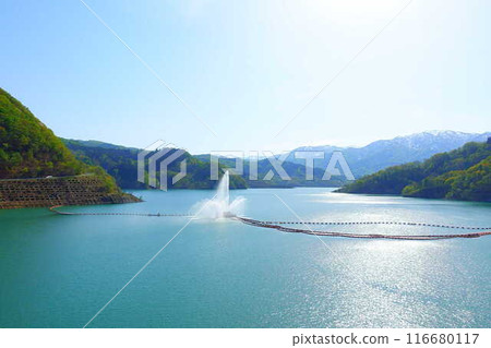 Sagae Dam Gassan Lake Large Fountain Gassan Nishikawa Town Sagae Dam Gassan Lake Large Fountain Gassan Nishikawa Town 116680117