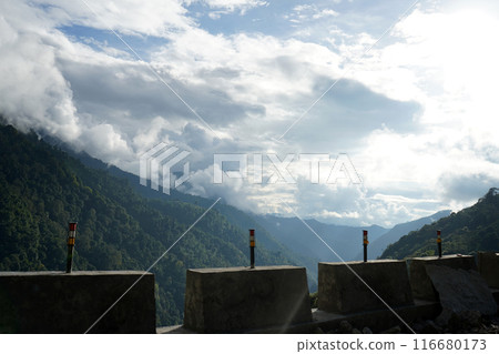 Himalaya Mountain Range with Cloudy Sky in North Bengal Himalaya Mountain Range with Cloudy Sky in North Bengal 116680173