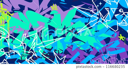 Cool Trendy Abstract Hip Hop Urban Street Art Graffiti Style Vector Illustration Background Template 116680235