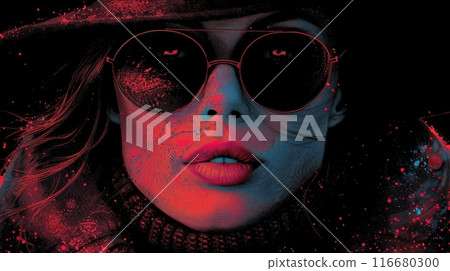 female portrait in the city in winter 116680300