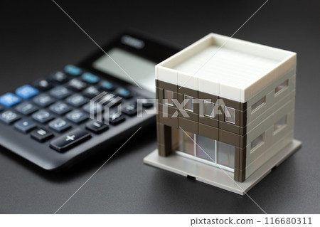 Office building and black calculator 116680311