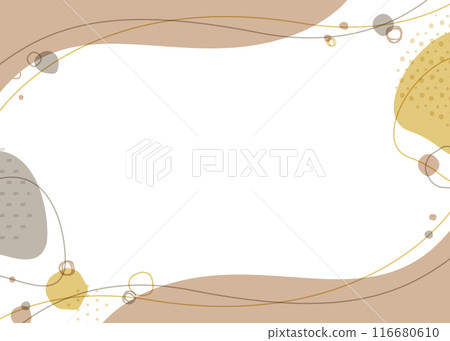 Frames with curved objects and hand-drawn patterns, frames in muted colors 116680610