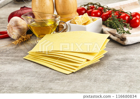 Italian cuisine - dry lasagna sheets Italian cuisine - dry lasagna sheets 116680834