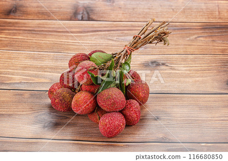 Sweet juicy tropical exotic lychee 116680850