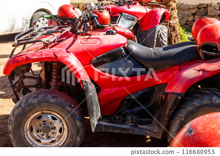 ATV quad bikes for safari trips in Sinai desert, Egypt 116680953