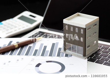 Office building, business graph and computer Office building, business graph and computer 116681055
