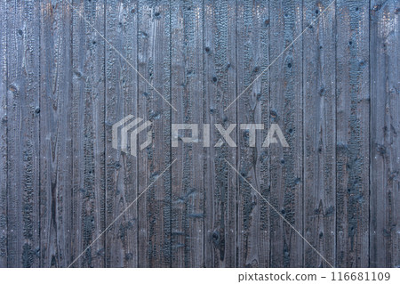 Baked cedar board fence Baked cedar board fence 116681109
