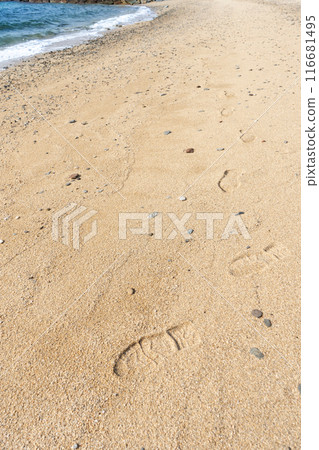 Footprints remaining on the beach Footprints remaining on the beach 116681495