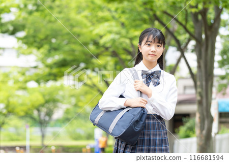 School girls with school bags School girls with school bags 116681594