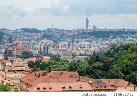 Cityscape view of Prague, capital of Czech republic, view from the Strahov monastery 116681752