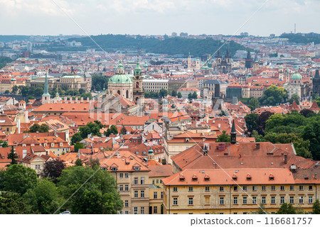 Cityscape view of Prague, capital of Czech republic, view from the Strahov monastery 116681757