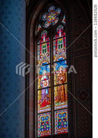Interior of the Basilica of St. Ludmila at the Namesti Miru square in Vinohrady district of Prague, Czech Republic 116682026