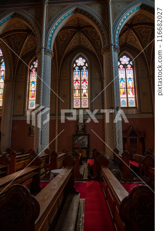 Interior of the Basilica of St. Ludmila at the Namesti Miru square in Vinohrady district of Prague, Czech Republic 116682027