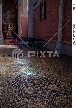 Interior of the Basilica of St. Ludmila at the Namesti Miru square in Vinohrady district of Prague, Czech Republic Interior of the Basilica of St. Ludmila at the Namesti Miru square in Vinohrady district of Prague, Czech Republic 116682031