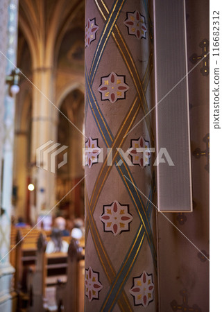 Interior of the Basilica of St. Ludmila at the Namesti Miru square in Vinohrady district of Prague, Czech Republic 116682312