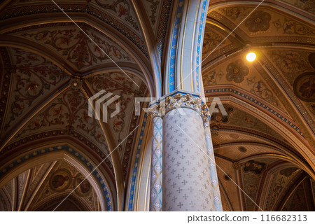 Interior of the Basilica of St. Ludmila at the Namesti Miru square in Vinohrady district of Prague, Czech Republic 116682313