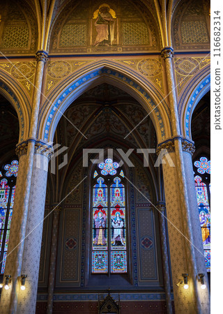 Interior of the Basilica of St. Ludmila at the Namesti Miru square in Vinohrady district of Prague, Czech Republic 116682314