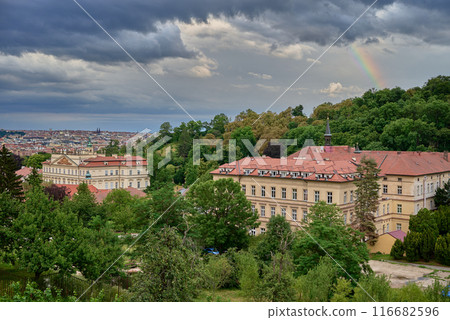 Cityscape view of Prague, capital of Czech republic, view from the Strahov monastery 116682596