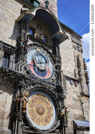 Detail of the Prague Astronomical Clock, attached to the Old Town Hall in Prague, capital of the Czech Republic 116682806