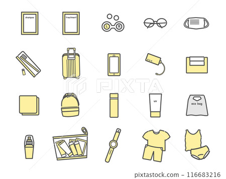 Travel items icon set Travel items icon set 116683216