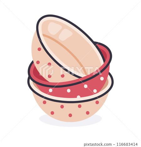 ceramic, bowls, deep, plates, stack, porcelain, kitchenware, dishes, soup, salad, flat, vector, illustration, kitchen, tableware, white, meal, stack of bowls, cookware, cooking utensils, crockery, 116683414