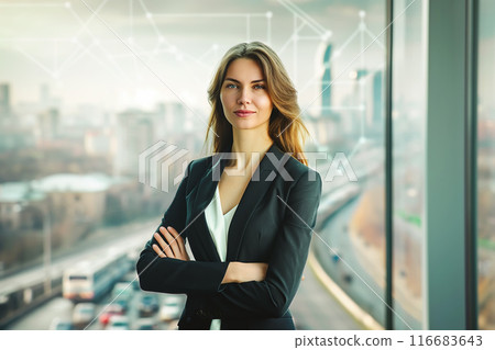 Young business woman set against an urban background. Natural beauty, lifestyles and business 116683643