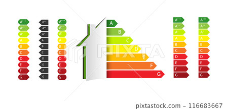 home energy efficiency rating. smart eco house improvement template. certification system element 116683667