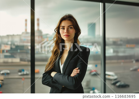 Young business woman set against an urban background. Natural beauty, lifestyles and business. 116683695