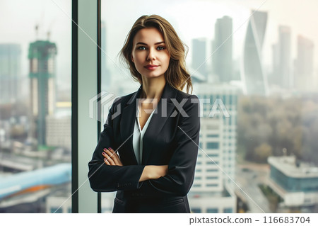 Young business woman set against an urban background. Natural beauty, lifestyles and business. 116683704