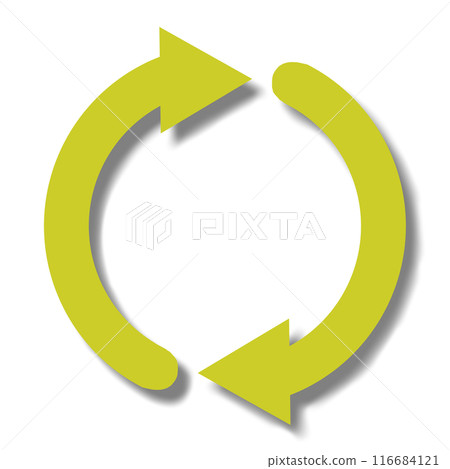 帶有循環圖像的兩個箭頭圖示（黃色） 116684121