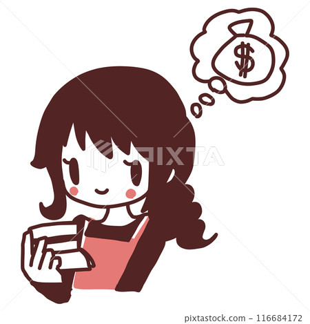 A housewife viewing a passbook 116684172