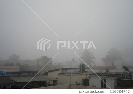 Kolkata City Scape in Foggy Morning 8 116684742