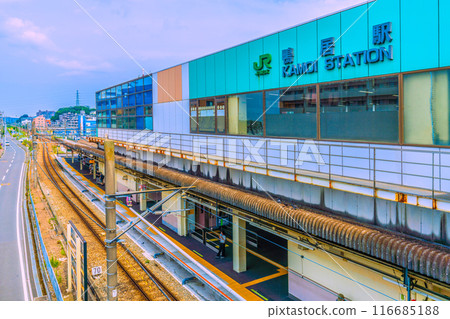 Yokohama cityscape in Japan, overlooking Kamoi Station on the JR Yokohama Line, etc. (July 20th) 116685188