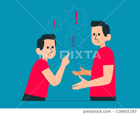 Aggressive people yell at each other. Angry people arguing concept 116685293