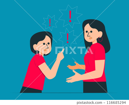Aggressive people yell at each other. Angry people arguing concept Aggressive people yell at each other. Angry people arguing concept 116685294