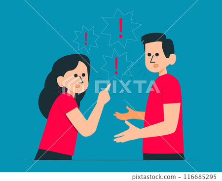 Aggressive people yell at each other. Angry people arguing concept Aggressive people yell at each other. Angry people arguing concept 116685295