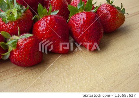 Strawberries with customizable space for text. Healthy food concept. 116685627