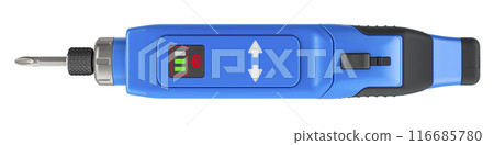 Blue Cordless Screwdriver, Electric Screw Driver. 3D rendering 116685780