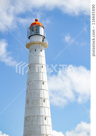 White Tahkuna lighthouse at Estonia island Hiiumaa 116685890