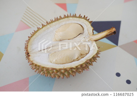 durian fruit on the table durian fruit on the table 116687025