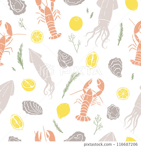 Sea food colorful seamless pattern Sea food colorful seamless pattern 116687206