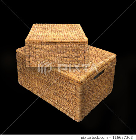 wicker box isolated on black wicker box isolated on black 116687368