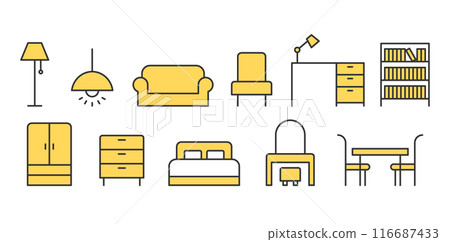 時尚可愛的家具插圖集 116687433