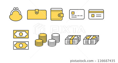錢包、金錢和卡片的插圖集 116687435